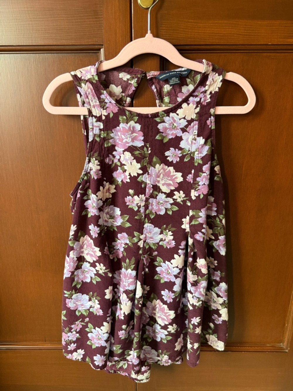 American Eagle Outfitters Burgundy Floral Tank Top